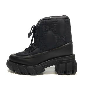 Gucci GG MONOGRAM PLATFORM BOOTS -BLACK NYLON / LEATHER -WOMEN’S US 7 -NIB